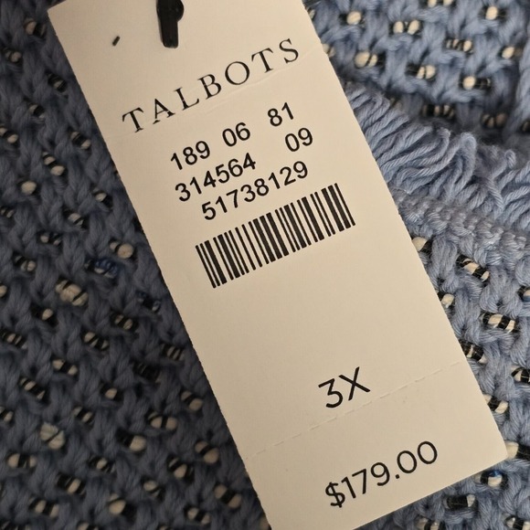 Talbots Womens Space Dyed Tweed Sweater Jacket Size 3X Blue Full Zip Peplum Hem - Picture 7 of 15